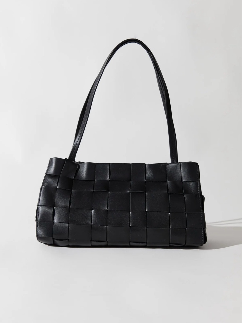 St. Agni Black Woven Leather Tote/Shoulder Bag